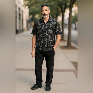 Brigata Hawaiian Shirt Hula Girl Tropical Print